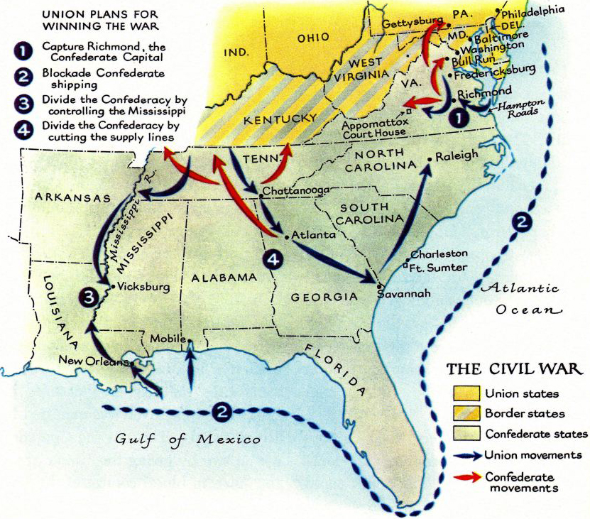 Гражданская война в сша 1861 1865 контурная карта 9 класс гдз