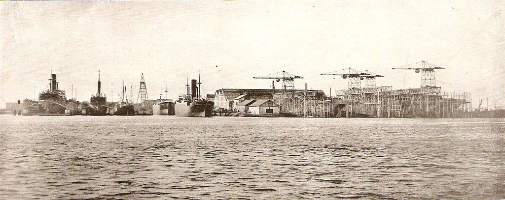 Вид на производственные площадки Rotterdam Drydock Company, фото 1918 года