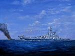 USS_Alaska_protecting_the_burning_USS_Franklin_(CV_13)_on_19_Mar_1945_of_the_coast_of_Japan_-_Wayne_Scarpaci.jpg